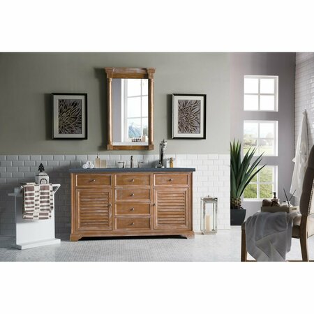 James Martin Vanities Savannah 60in Single Vanity, Driftwood w/ 3 CM Charcoal Soapstone Quartz Top 238-104-5311-3CSP